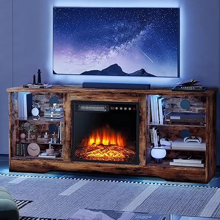 58 Inches Fireplace TV Stand for TVs up to 65 Inches Console with 18'' Electric Fireplace