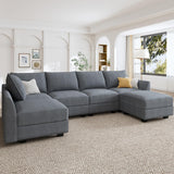 Modular Sectional Couch, Covertible L Shaped Couch with Storage Ottoman, 6 Seats