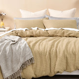 100% Cotton Waffle Duvet Cover Full, Ultra Soft Skin-Friendly Duvet Cover Set for All Season