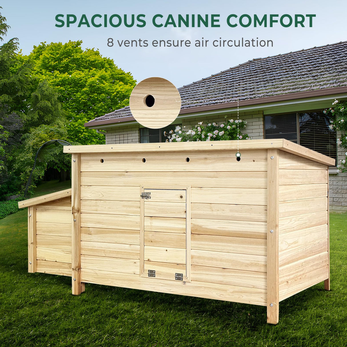 Lyromix Wooden Chicken Coop Hen House with 2 Chicken Nesting Box, Poultry Cage