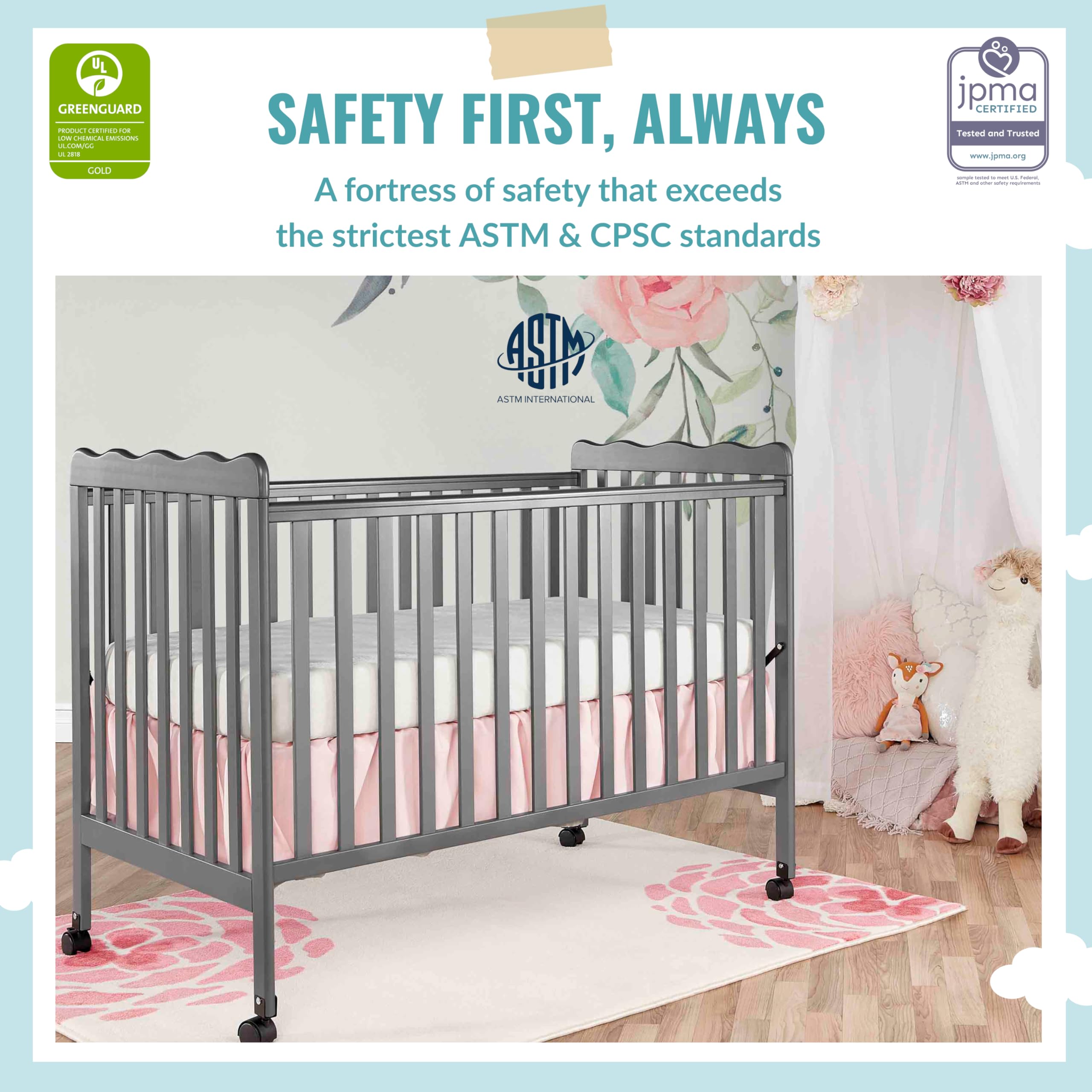 Carson Classic 3-in-1 Convertible Crib in Steel Grey
