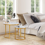 Nesting Coffee Table, 24”Round Coffee Table, Industrial Side Table w/Wood Tabletop