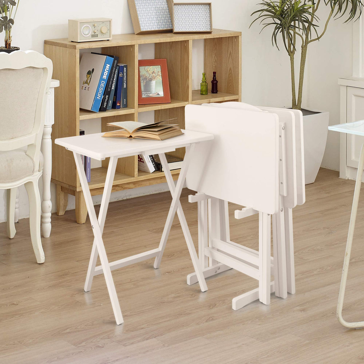 5pcs Tray Table Set, White (New)