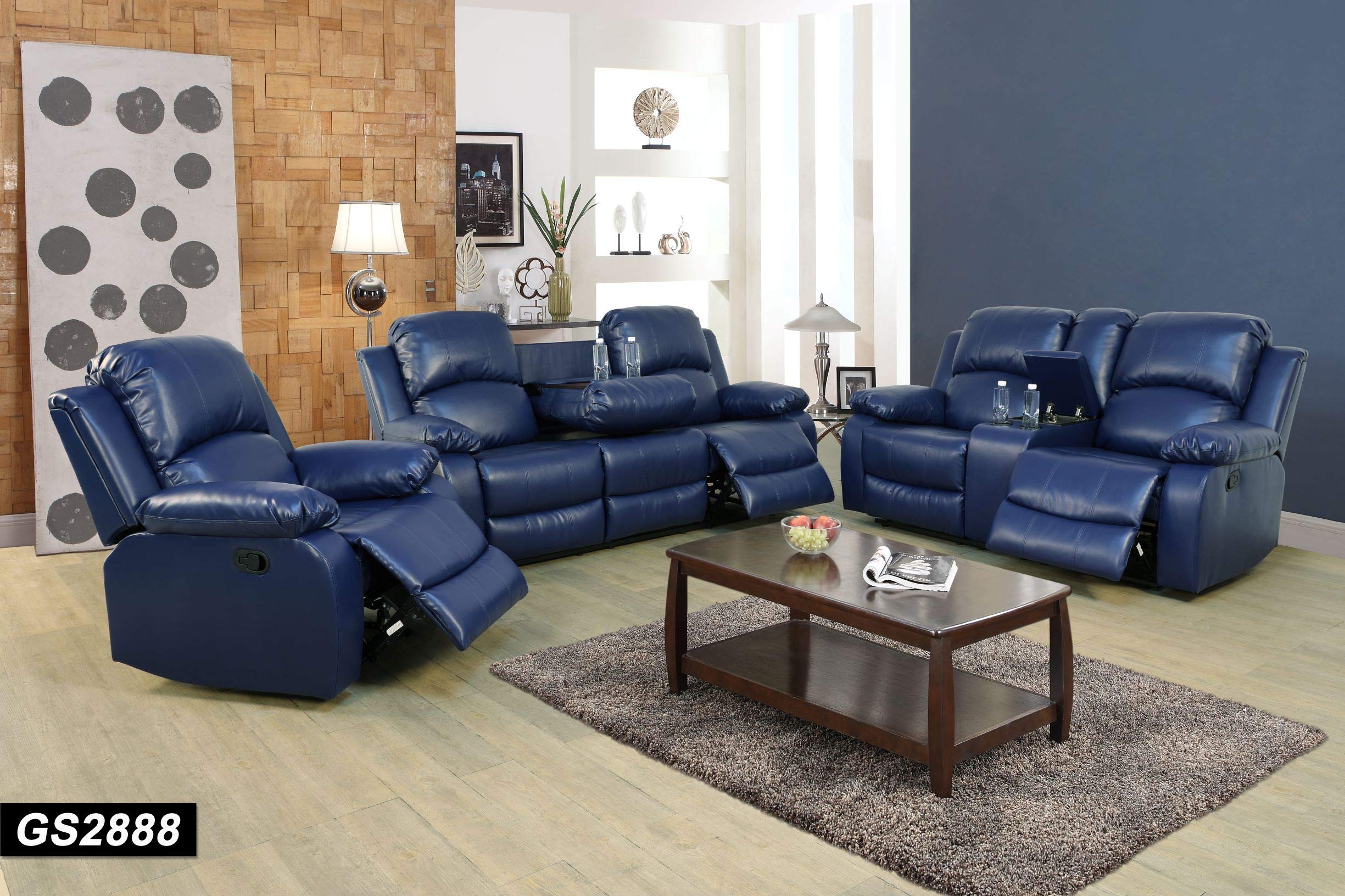 Bonded Leather Recliner Sofa Set 3 PCS Motion Sofa Loveseat Recliner Sofa Recliner Couch Manual