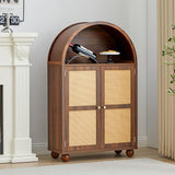 Sideboard Buffet Cabinet, Modern Arched Storage Cabinet with Rattan Decor Doors