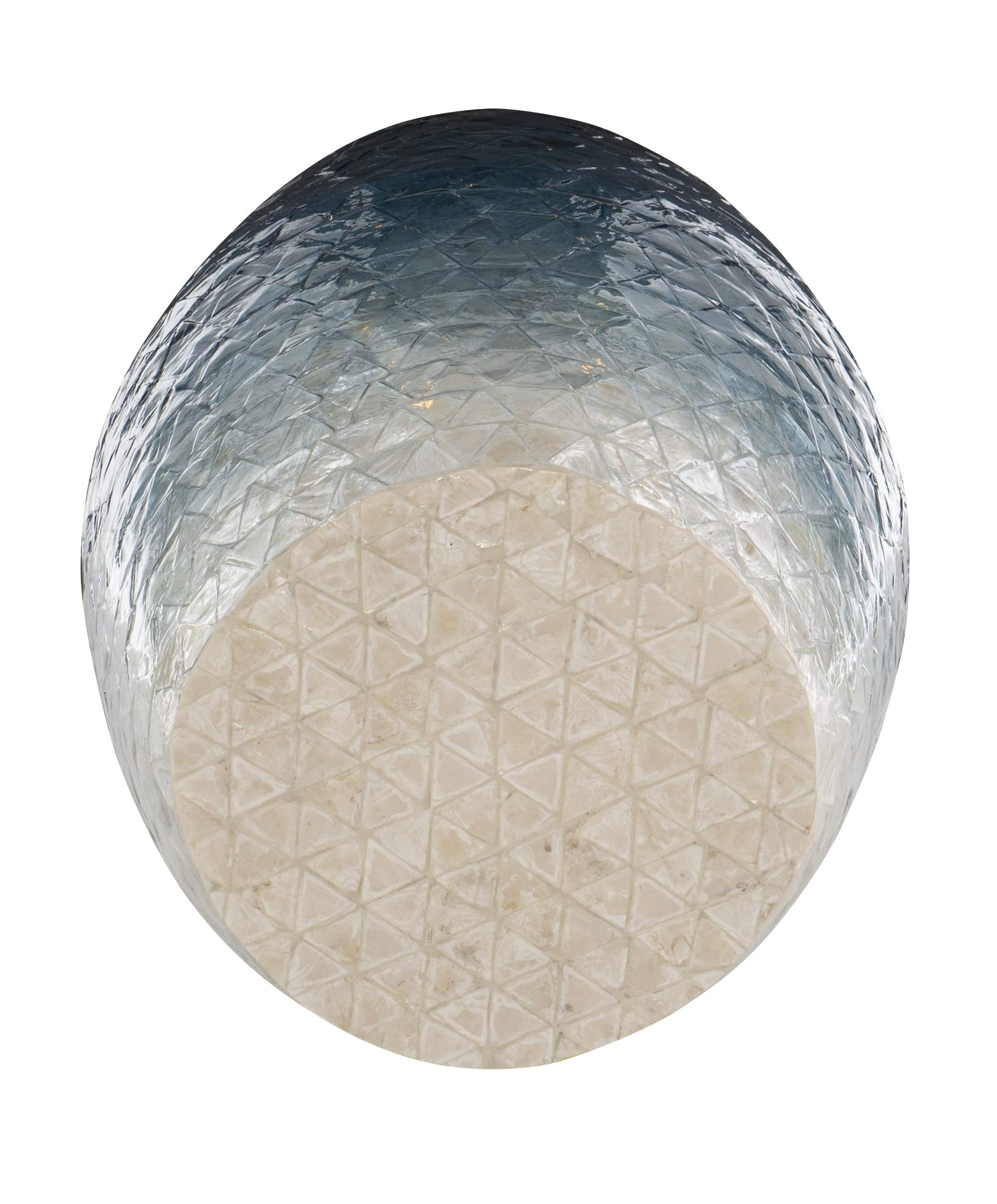 Linon Ivory and Blue Capiz Ombre Drum Tylin Accent Table