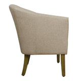 Modern Barrel Accent Chair, Flax Brown