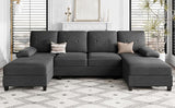 Sectional Sofa Couch, U-Shaped Sofa Couch with Double Chaise, 4-Seat Sleeper Sofa