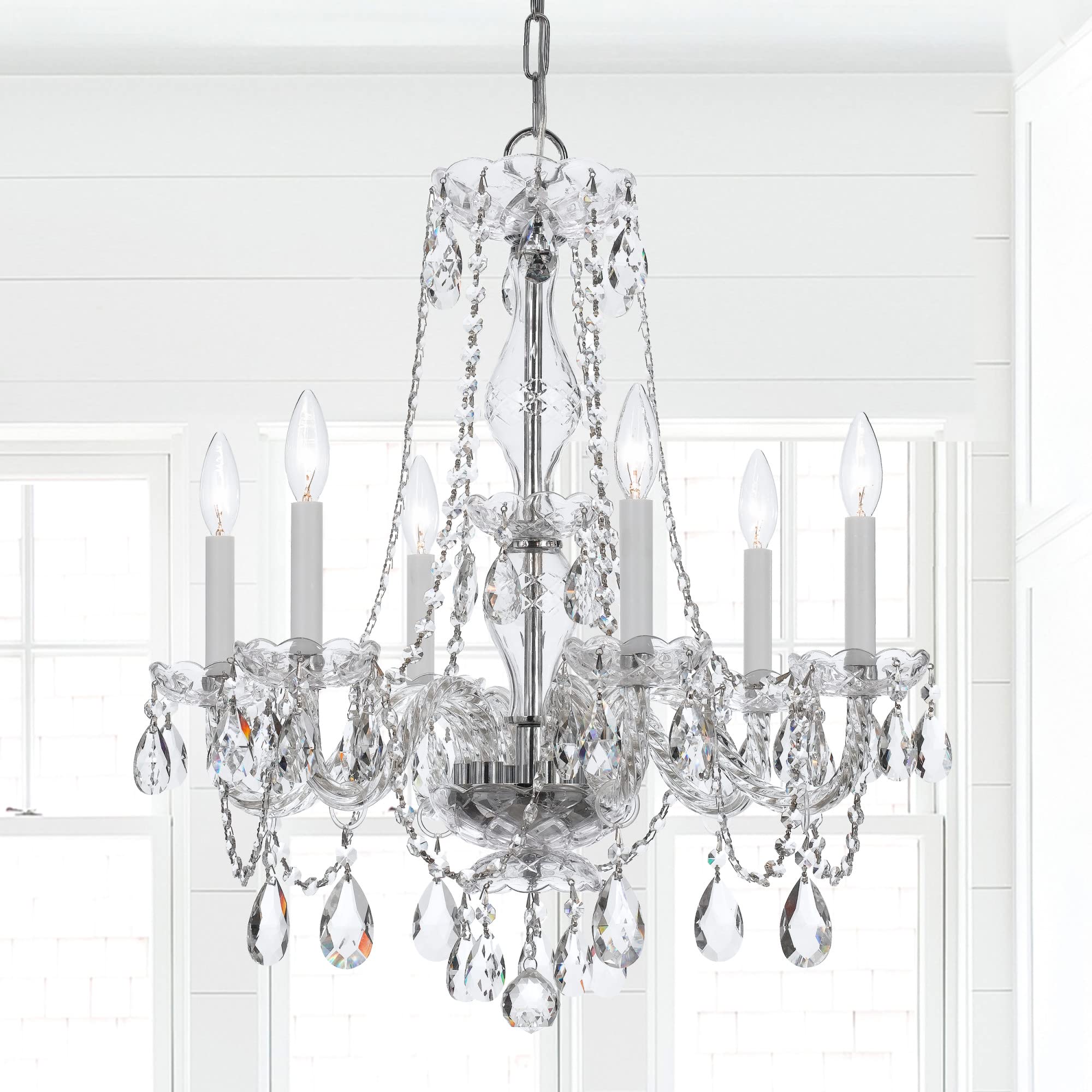 Six Light Chandelier in Classic Style - 23 Inches Wide by 25 Inches High-Hand Cut Crystal