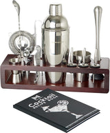 Cocktail Shaker Set Bartender Kit with Rotating Bamboo Stand,11 Piece Bar Set