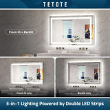 LED Bathroom Mirror with Lights 40x24 Inch Frontlit & Backlit Lighted Vanity Mirror