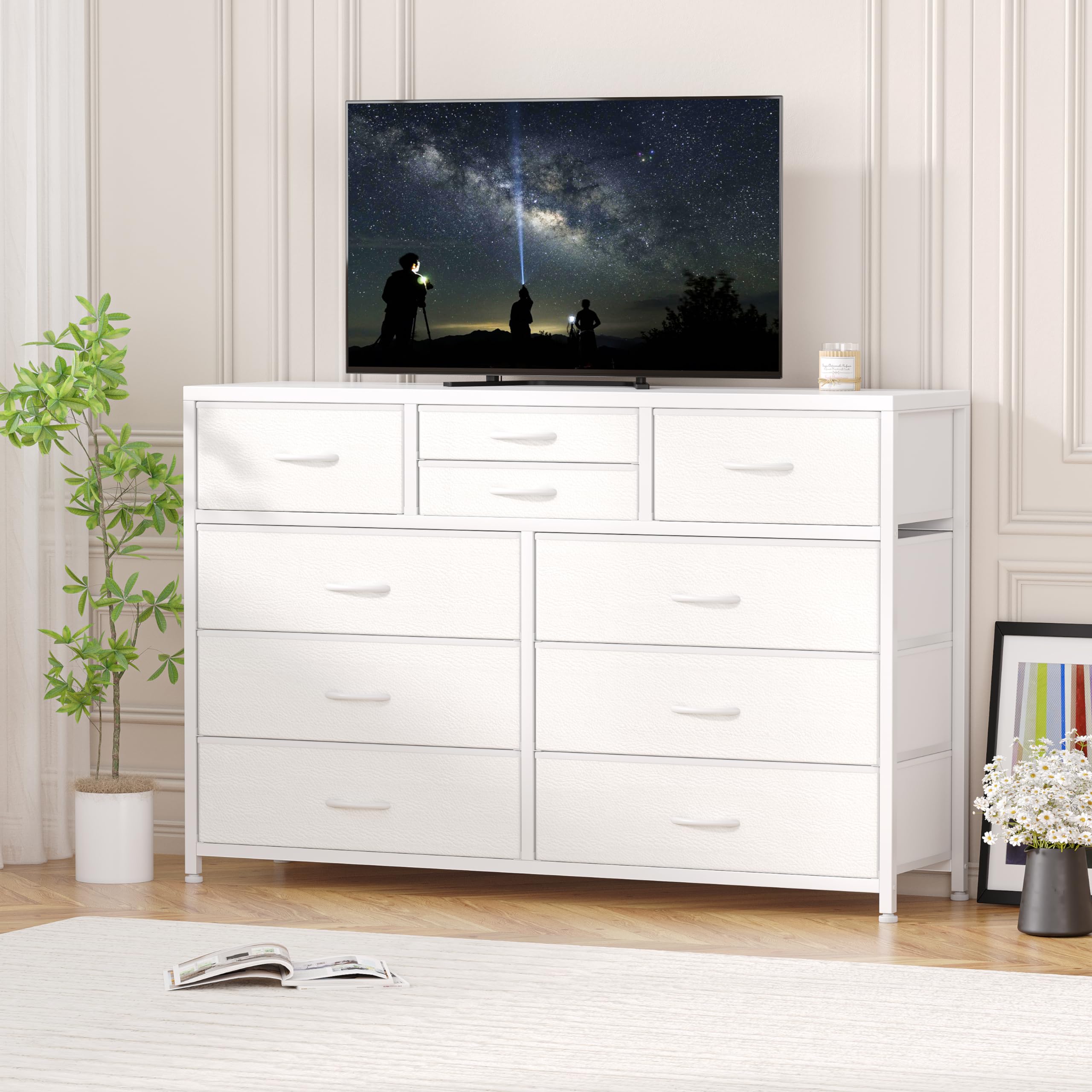 TV Stand Entertainment Center Fabric Storage Dressers Drawers