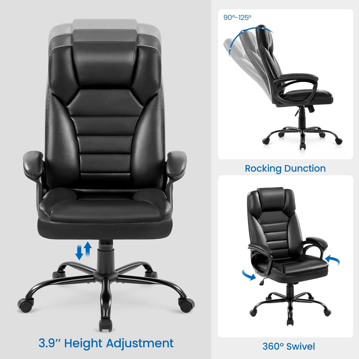 Faux Leather Executive Office Chair High Back Managerial Swivel Chair Computer Desk