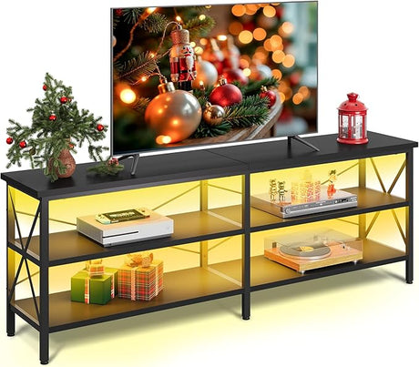 Stand up to 70 Inch TV, 63" Entertainment Center, TV Media Console with 3-Tier Storage