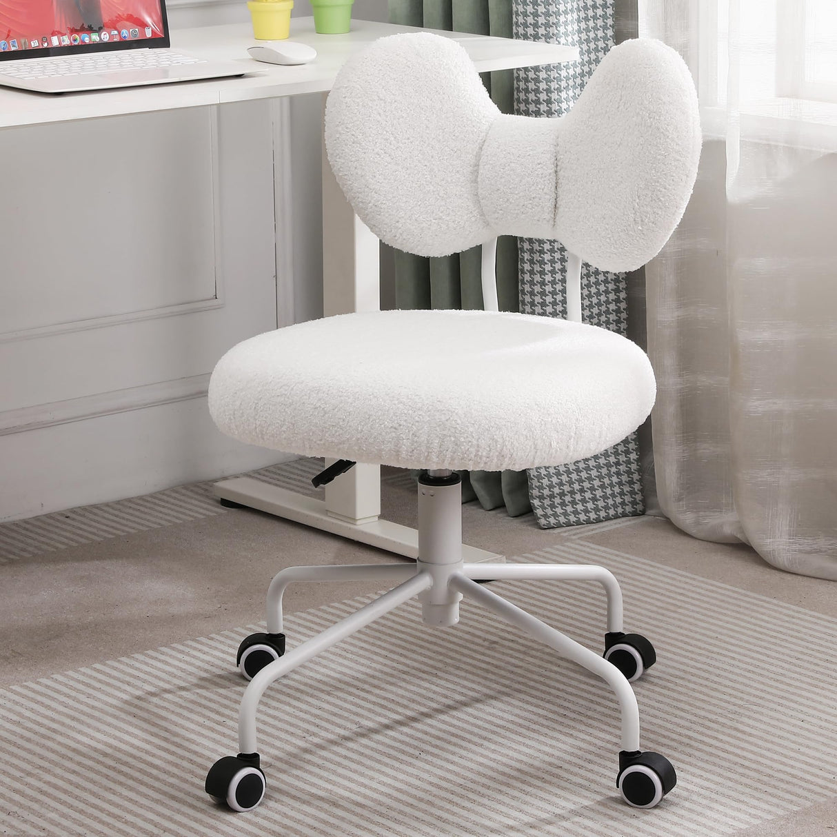 Armless Desk Chair with Wheels - Adjustable Swivel Office Chair