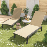 Patio Chaise Lounge Set of 2 with 5 Adjustable Backrest, Foldable Aluminum Chaise Lounge Chair Recliner