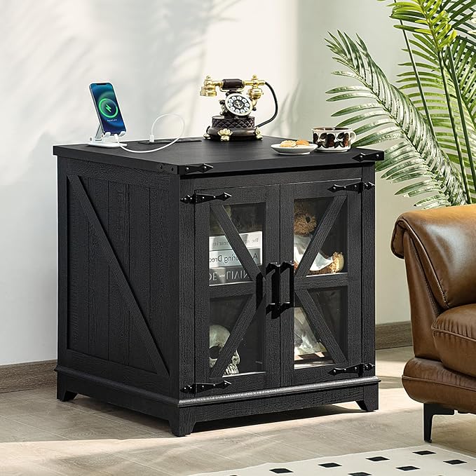 Farmhouse End Table,24" Large Sofa Side Table