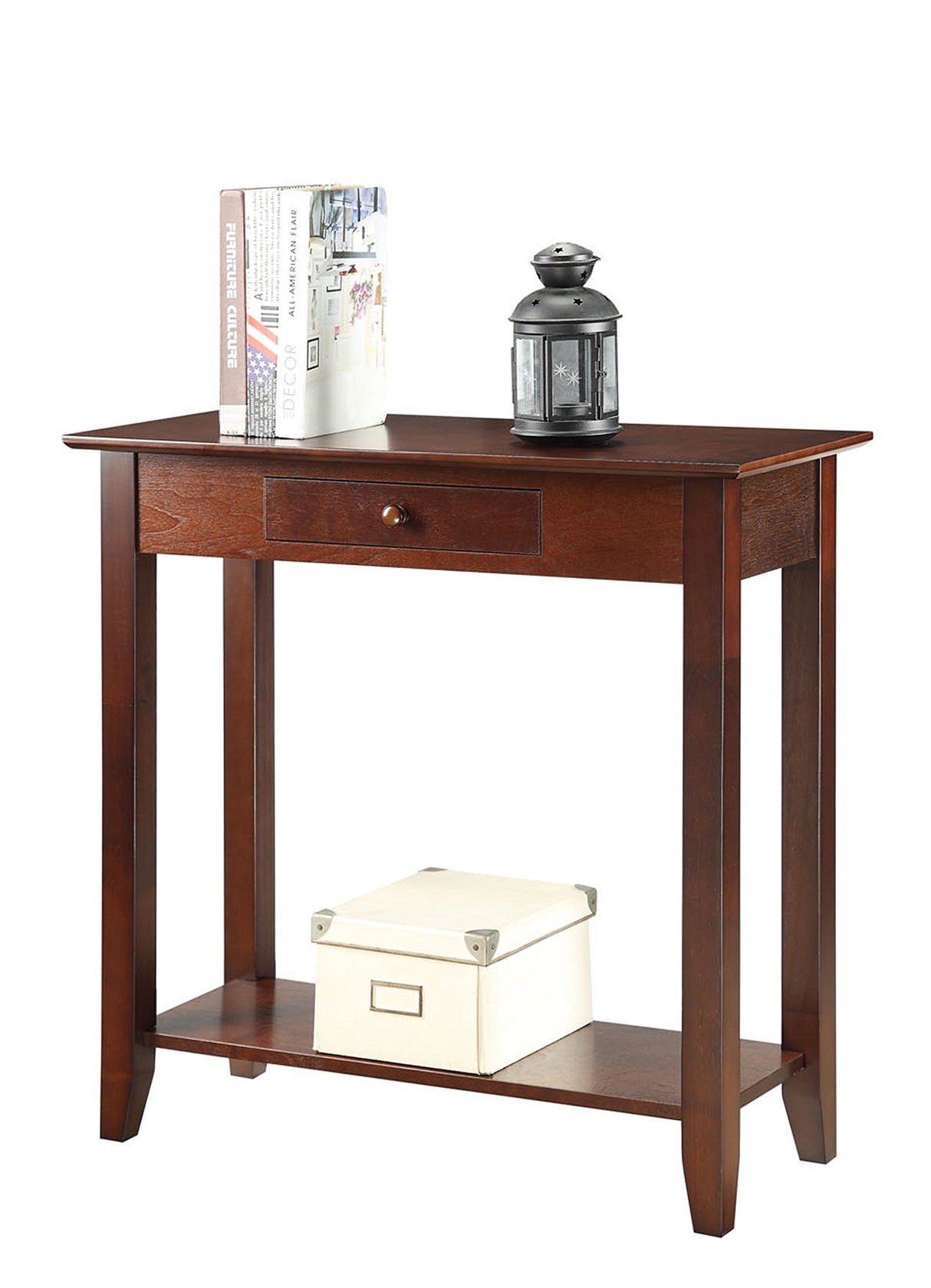 American Heritage 1 Drawer Hall Table with Shelf, Espresso
