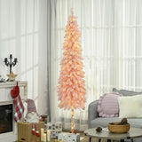 6FT Prelit Pencil Artificial Christmas Tree with Snow Flocked Branches