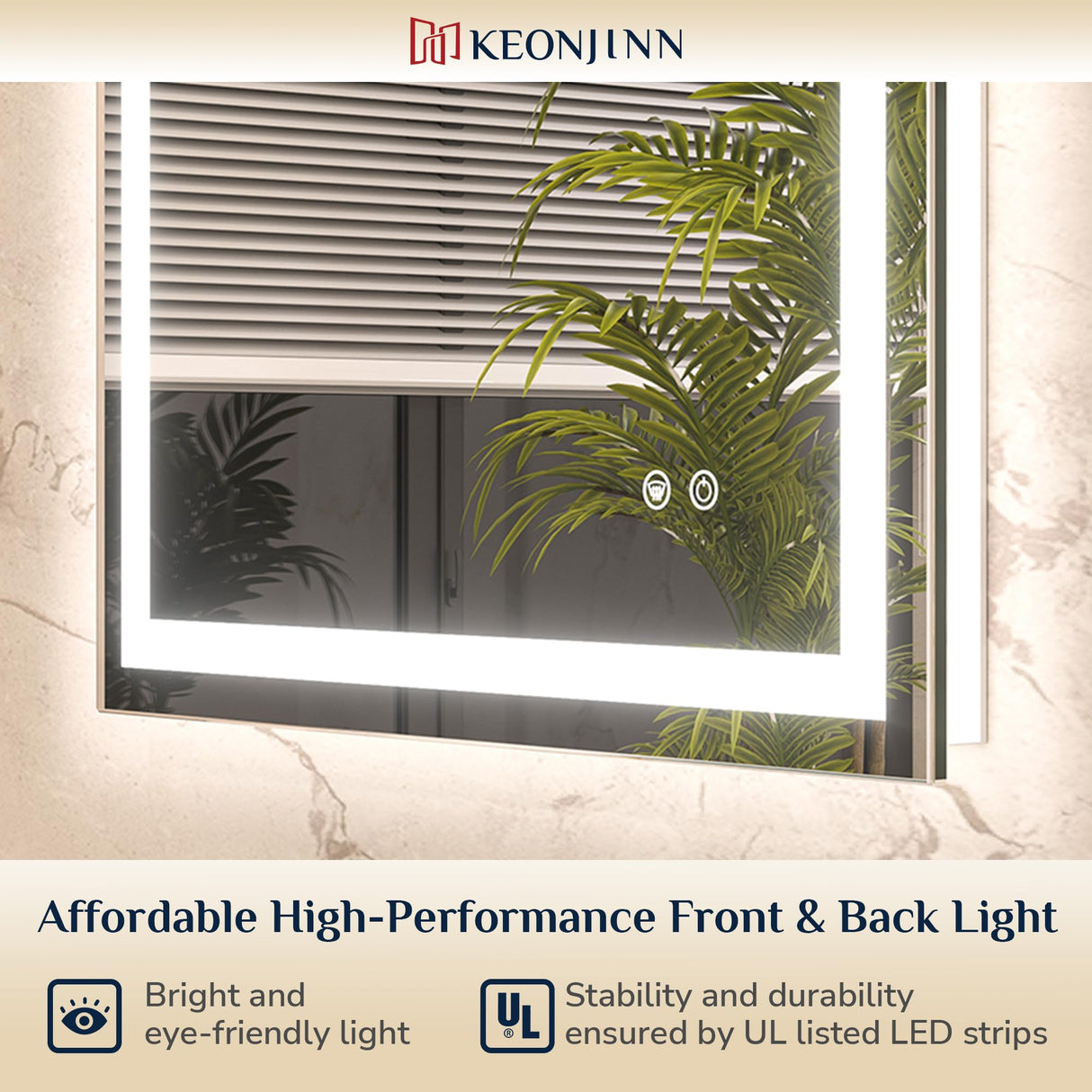 40 ” x 24 ” Lighted Mirror for Bathroom Wall, LED Mirror with Frontlit & Backlit, Bathroom