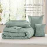 Sage Green California King Comforter Set - 4 Pieces Pinch Pleated Bed Set
