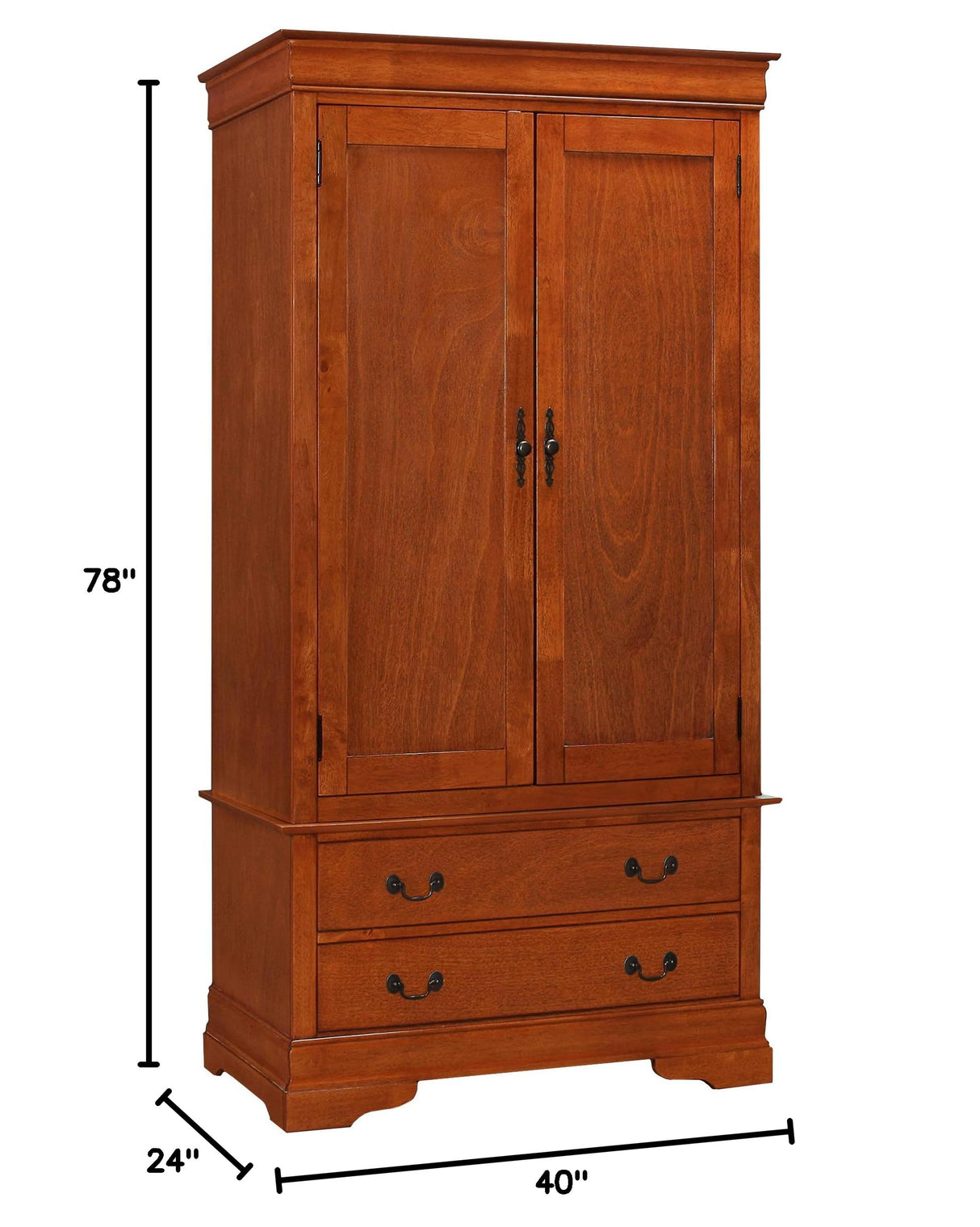 Louis Phillipe 2 Drawer Armoire in Oak