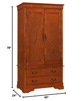 Louis Phillipe 2 Drawer Armoire in Oak