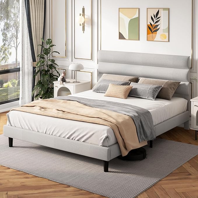 Full Size Bed Frame with Headboard & 4 Drawers