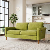 65" Beige Loveseat, Comfy Mid-Century Modern 2-Seat Sofa
