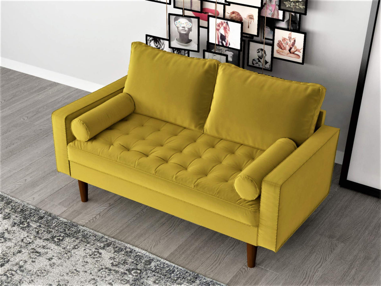 Womble Modern Velvet Upholstered Living Room Diamond Tufted Chesterfield with Gleaming Nailheads