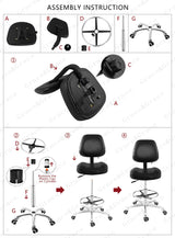 Drafting Chair with Wheels and Footrest - Heavy Duty Tall Office Stool