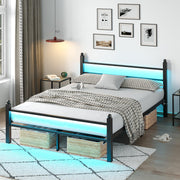 Full Bed Frame with Headboard and Footboard,Heavy Duty Steel Slats Support Metal Bed