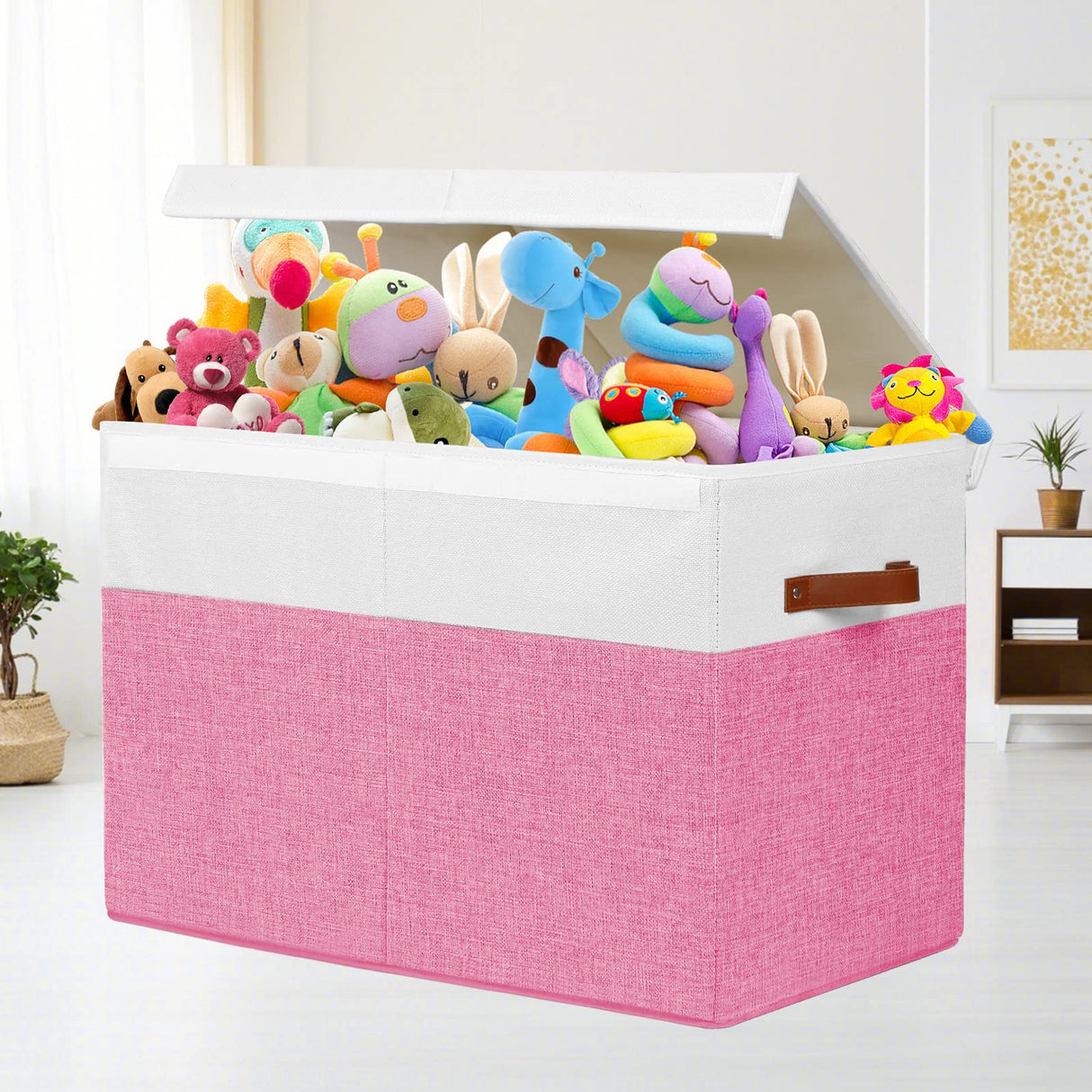 Toy Box with Lid, Sturdy Toy Storage Chest Bin Boxes Organizer Basket