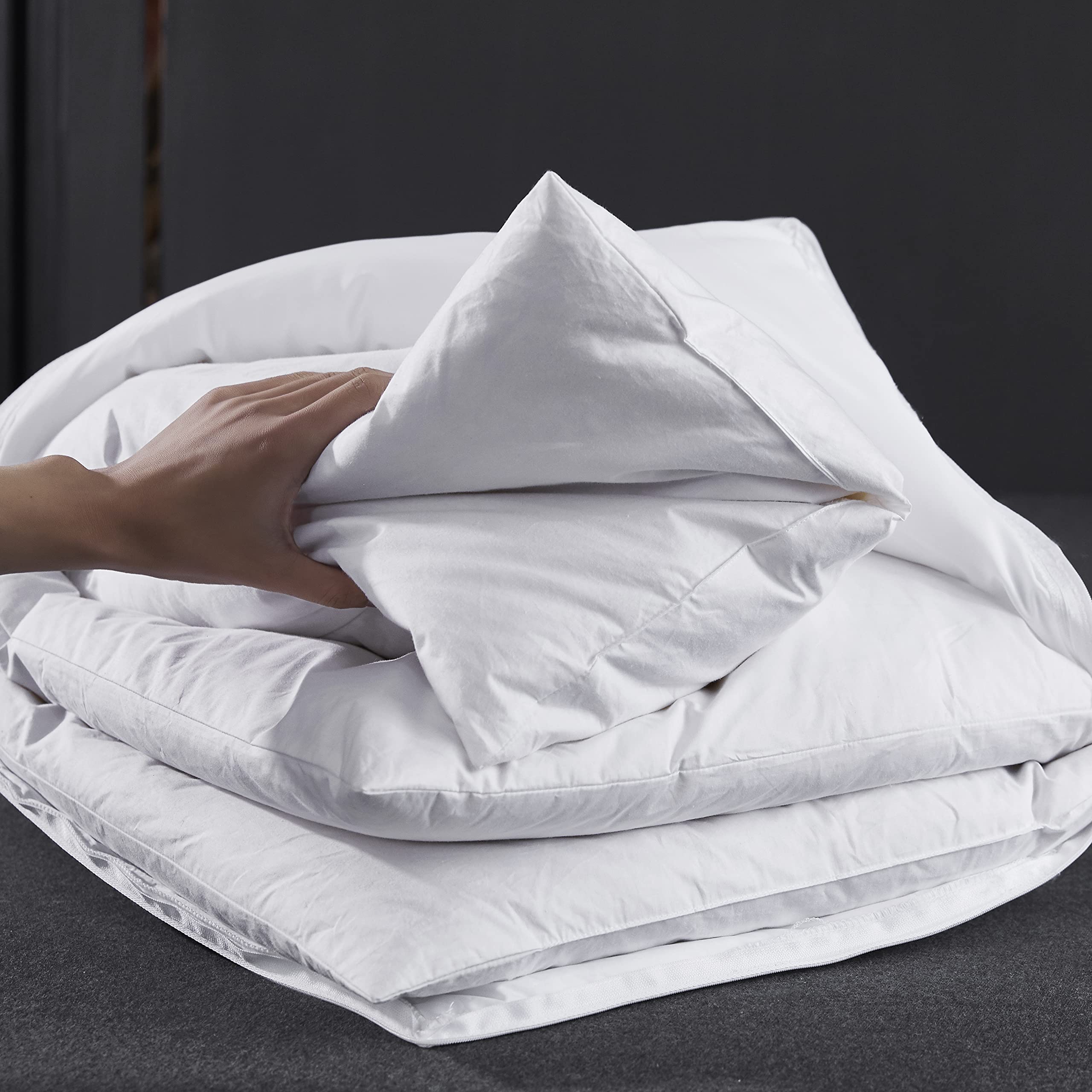 Layer Goose Feather Pillow,Assemblable Bed Pillow,100% Soft Cotton Cover