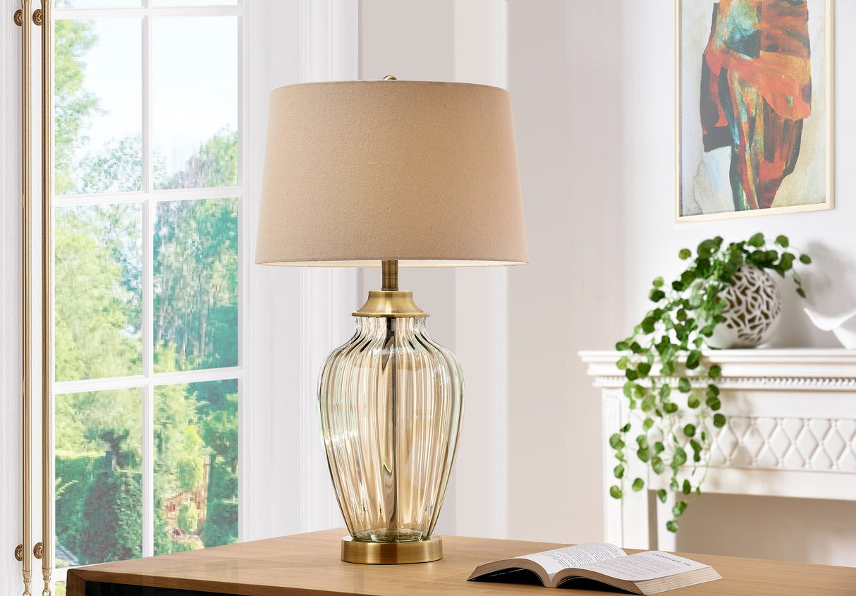 28.50" H Golden Gaze Glass Table Lamp, Beige Bronze