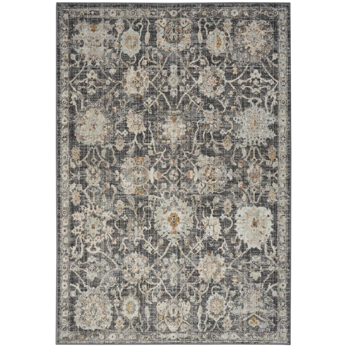 Nourison Oushak Home Traditional Charcoal 5'5" x 7'3" Area -Rug, Easy -Cleaning, Non Shedding, Bed Room, Living Room, Dining Room, Kitchen (5x7)