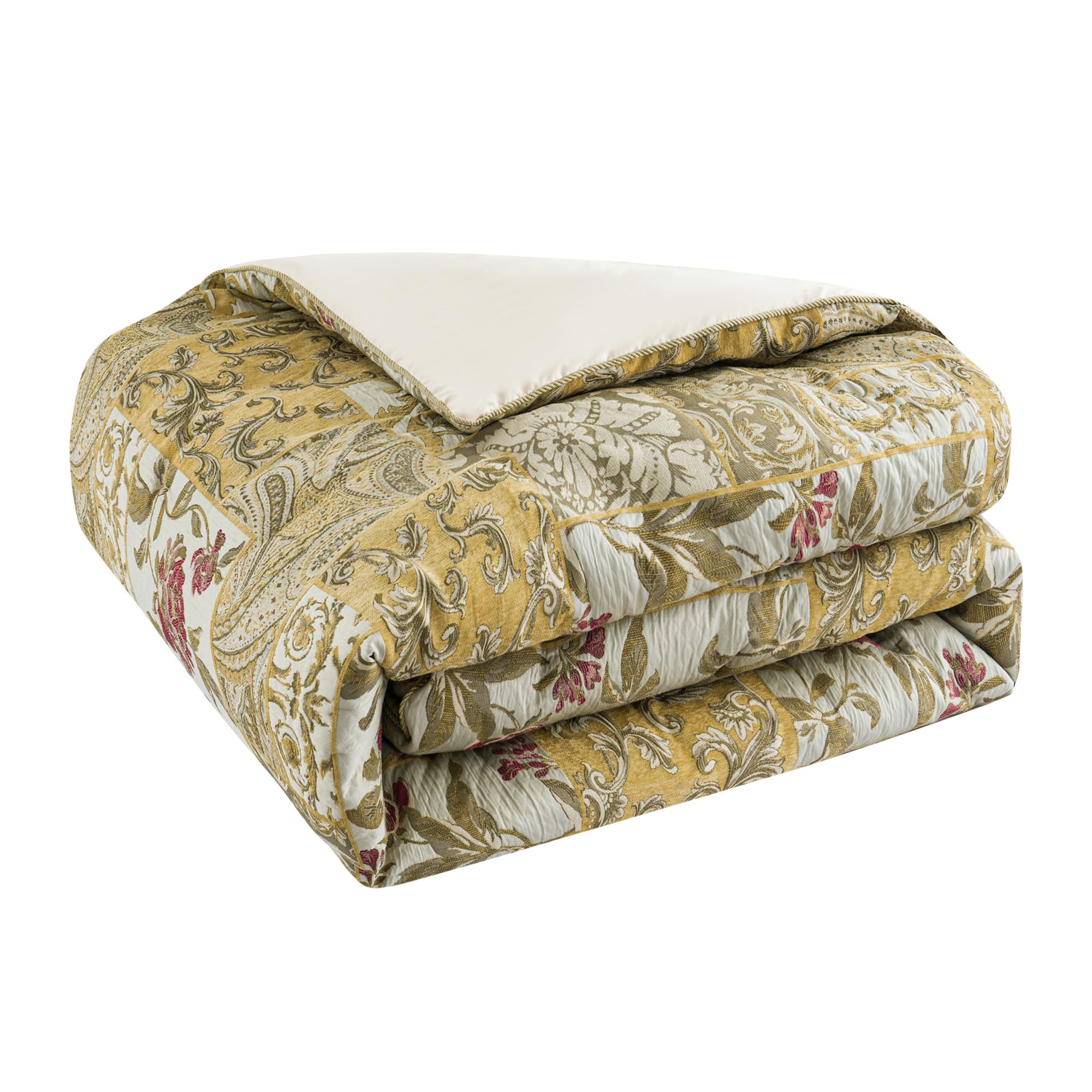 Comforter Set Patchwork Design, Jacquard Floral Comforter Set Queen Size, Luxury