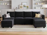 Modular Sectional Sofa Velvet U Shaped Couch with Ottomans Convertible Sectional