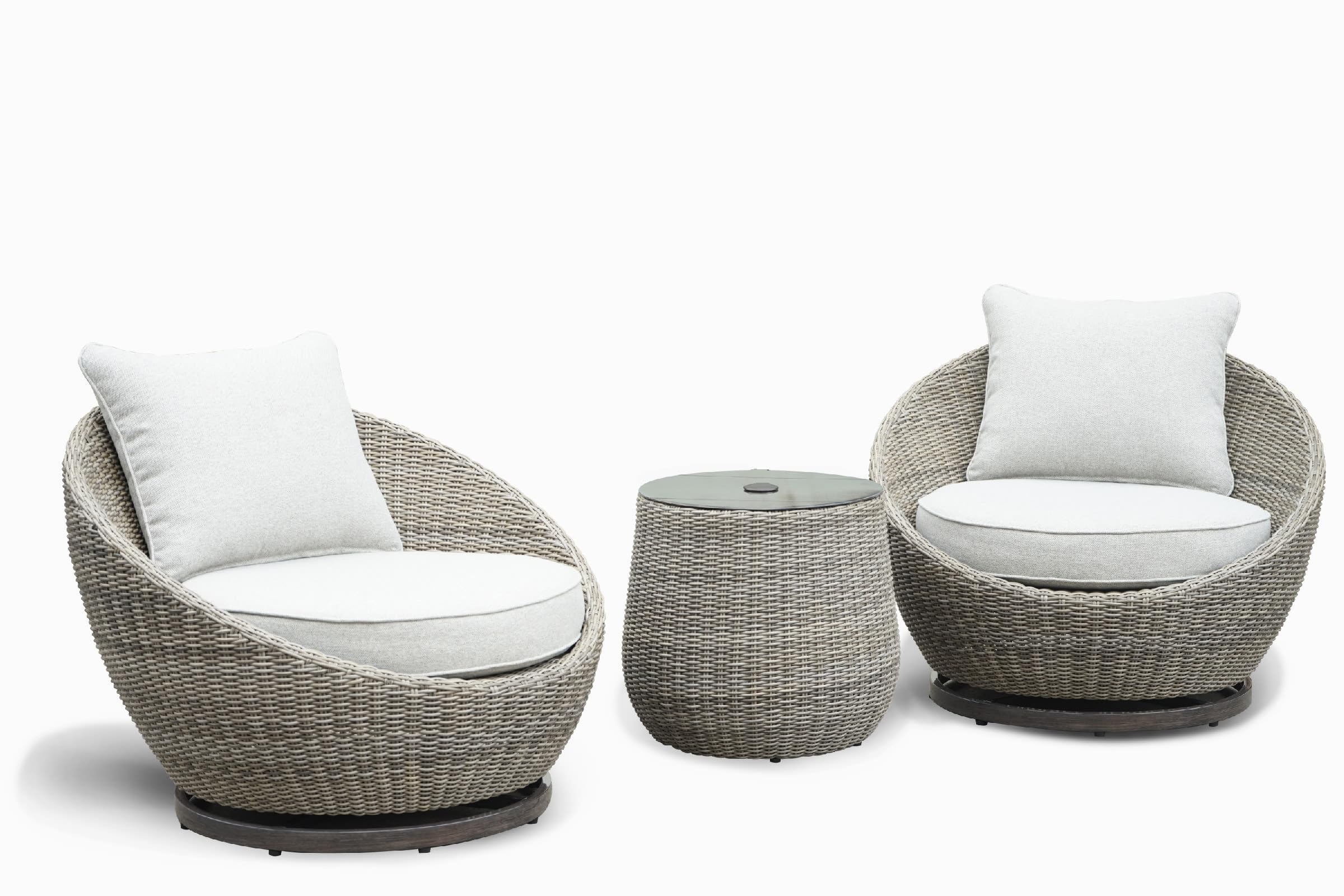 Outdoor Furniture Wicker Sofa Patio Conversation 3 Piece Set Tan 2 Chair 1 Table All Weather Resin Wicker Powder Coated Aluminum Simple Assembly