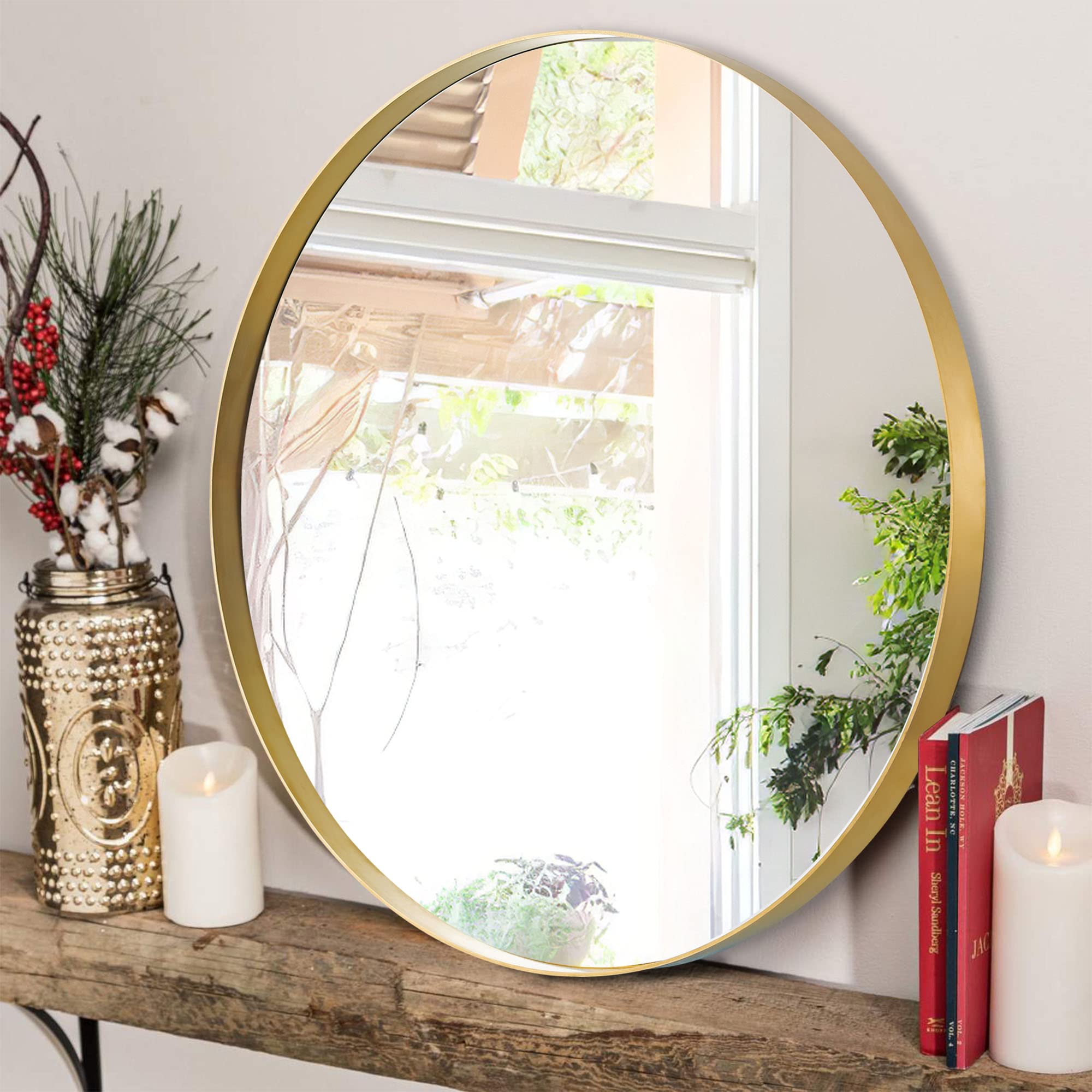 Round Mirror Circle Mirror 32 Inch Aluminum Alloy Frame Wall Mirror