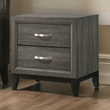 Two Drawer Nightstand with Tapered Feet, Gray