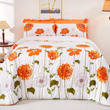 Queen Comforter Set 7 Pieces Reversible Queen Size Comforters for All Season Orange