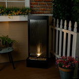 Mirror Waterfall Fountain with Stones & Lights - Zen Indoor/Outdoor Decor for Office