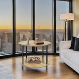 Set of 2 Coffee Table, 23.6" and 23.6" 2-Tier Table