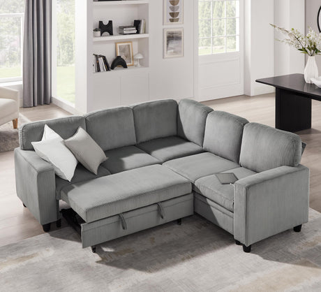 80'' Sectional Sleeper Sofa with Pull Out Couch Bed,L Shaped Couch