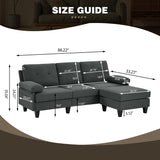 86" Convertible Sectional Sofa, Deep 3-Seater L Shaped Sectional Couch