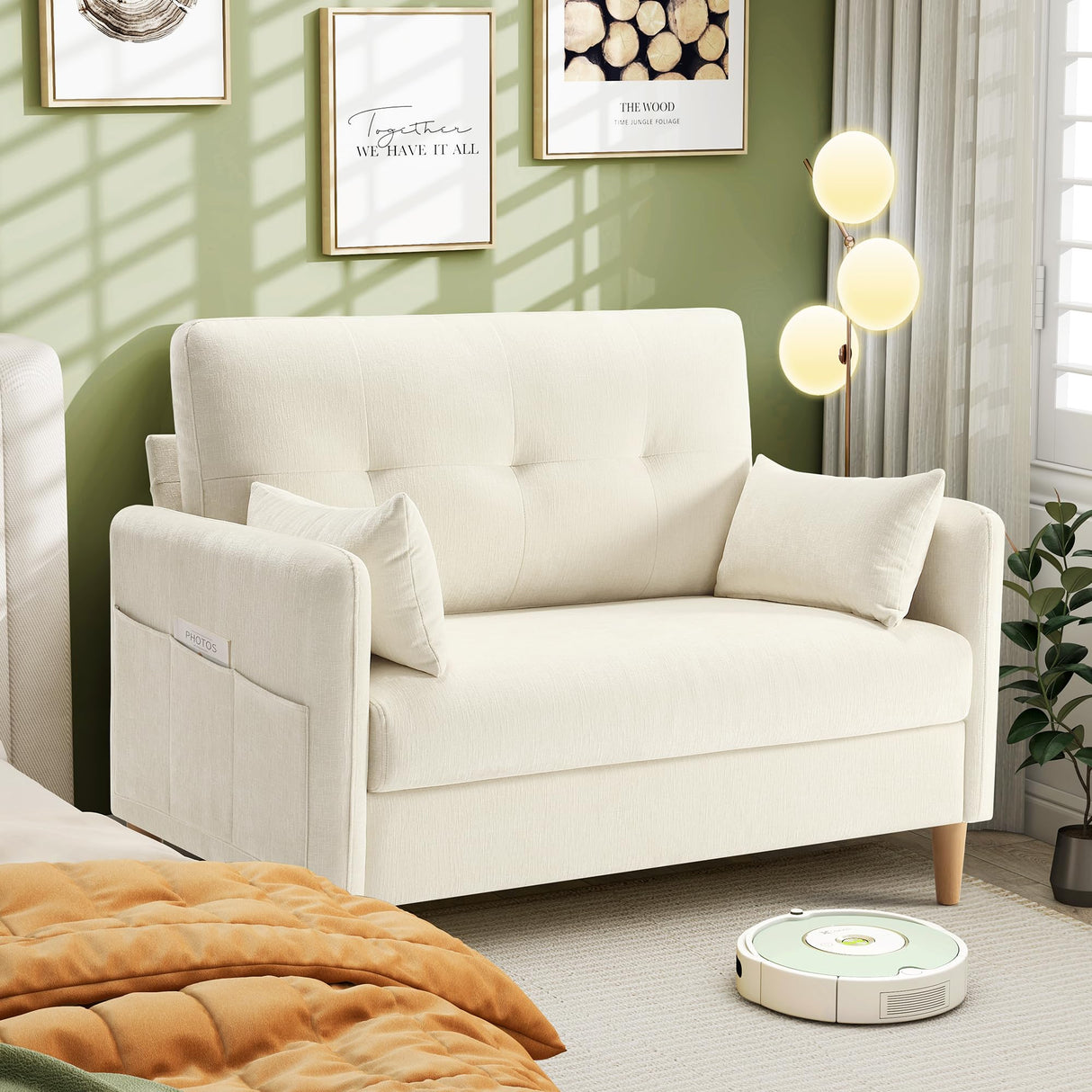 Loveseat Sofa, Small Couch for Living Room, Comfy Chenille Fabric Love Seat