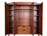 100% Solid Wood Kyle 4-Door Wardrobe Armoire Closet with Mirrored Doors