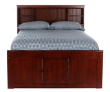 Model 82821K6-22 Solid Pine Full Captains Bookcase Bed with 6 Drawers in Rich Merlot