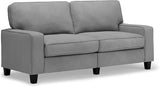 Palisades 73" Track Arm Sofa, Easy Care Polyester, Soft Pillow Back, Pocket Coil Seat Cushions, Removable Covers, Loveseat or Couch for Small Spaces, Living Rooms or Bedrooms, Light Gray